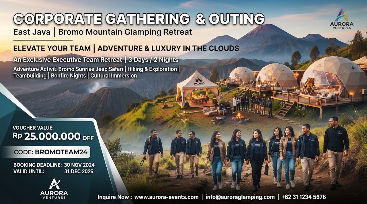 Corporate Gathering East Java Bromo Mountain Glamping Banner