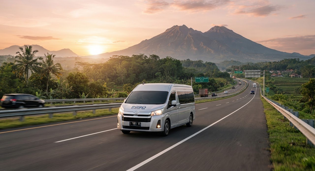 Armada Shuttle Toyota HiAce di Tol Trans Jawa
